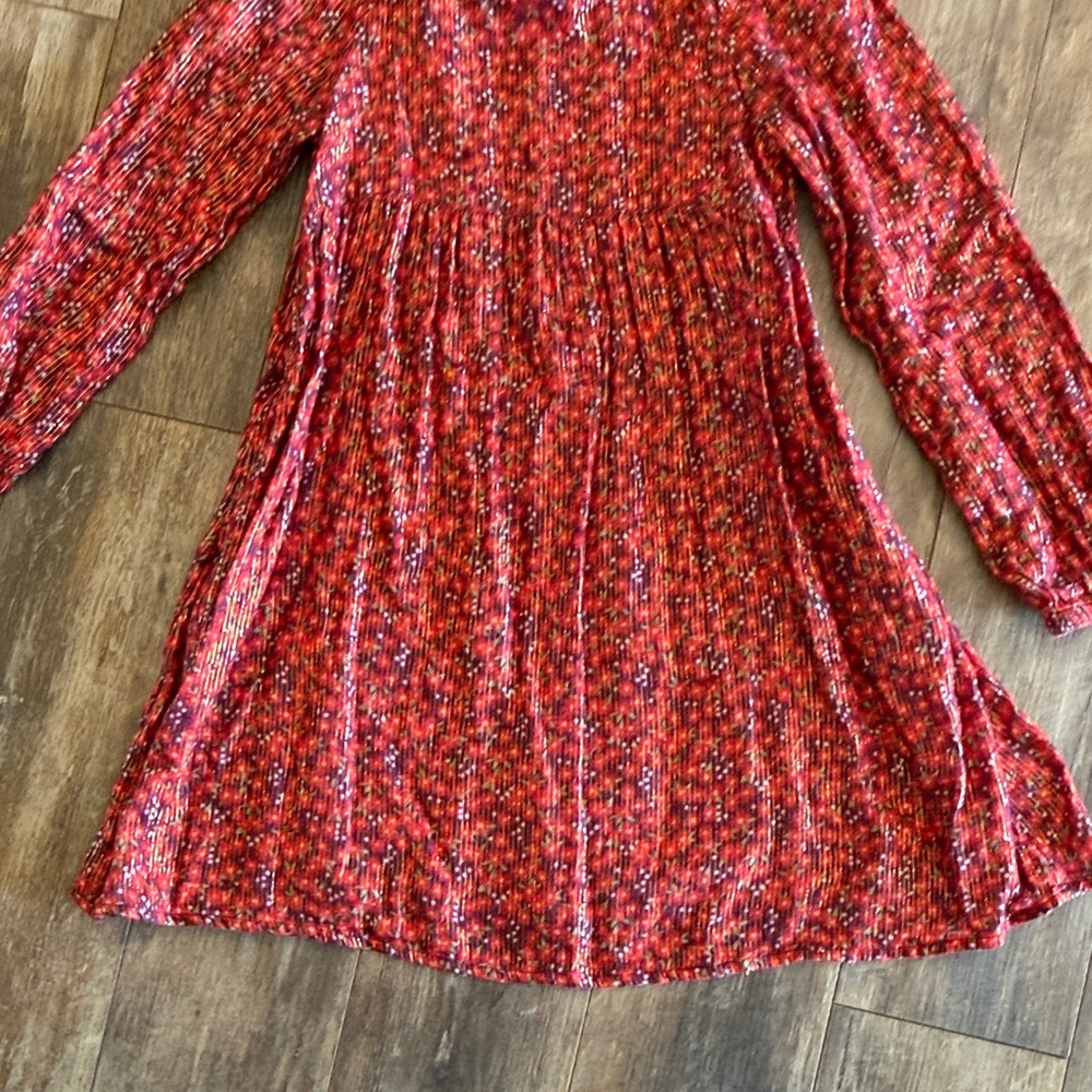 Cat & Jack Vibrant Red Floral Long Sleeve Dress - Picture 2 of 10